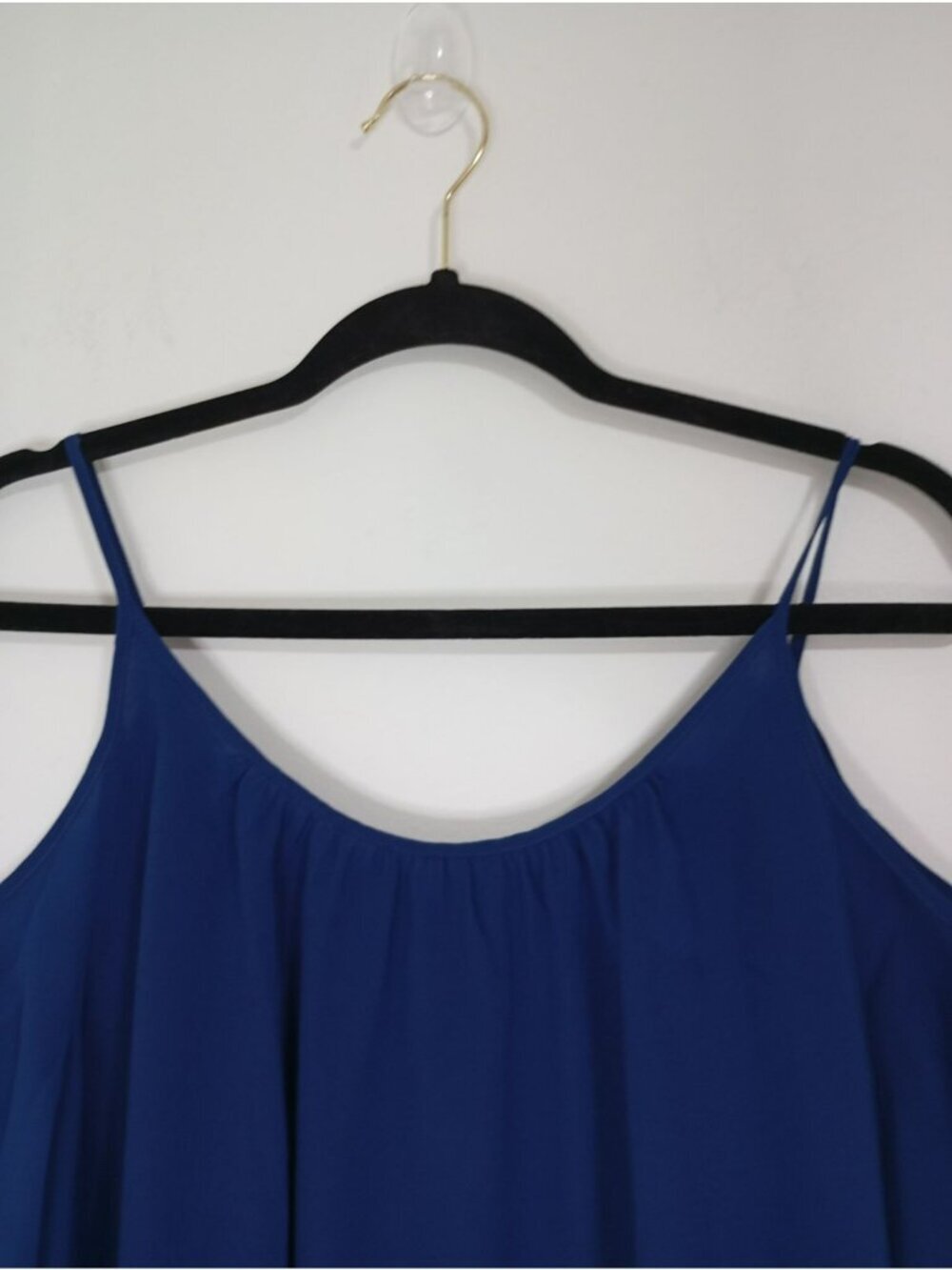French Connection Blue Cold Shoulder Top With Spaghetti Straps Womens M - Picture 3 of 9